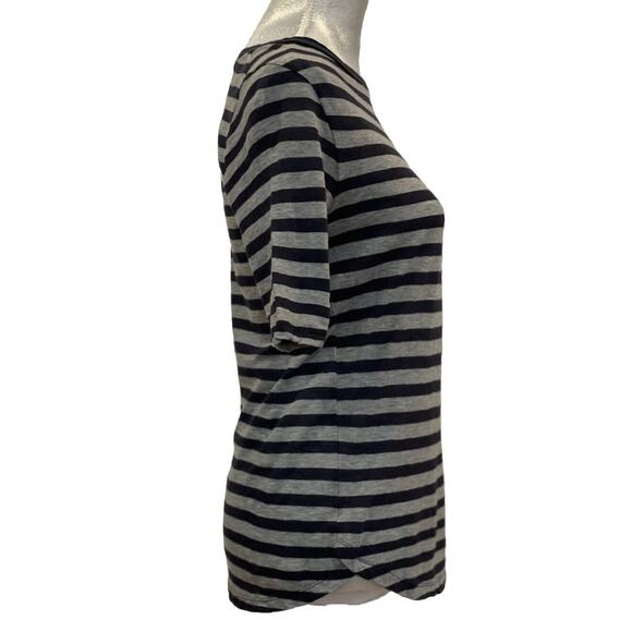 Majestic Filatures Paris Top Womens Cotton Cashmere Shirt Gray Black Stripe Sz 1 - Picture 3 of 13